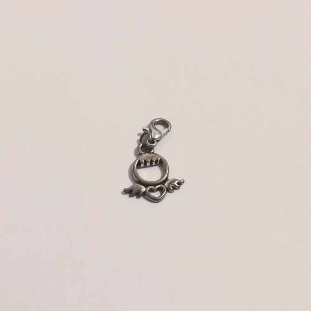 Silver Heart with Wings Bracelet Charm